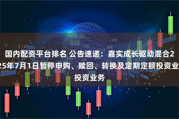 国内配资平台排名 公告速递：嘉实成长驱动混合2025年7月1日暂停申购、赎回、转换及定期定额投资业务