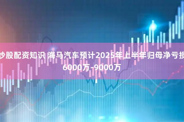 炒股配资知识 海马汽车预计2025年上半年归母净亏损6000万-9000万